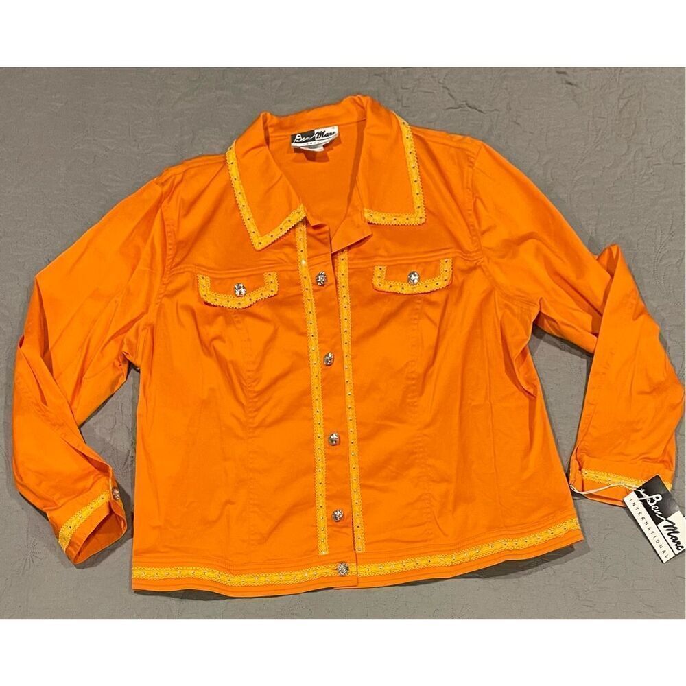 Ben Marc International Vintage Women’s Jacket Rhinestone Cowboy Orange Rodeo 24